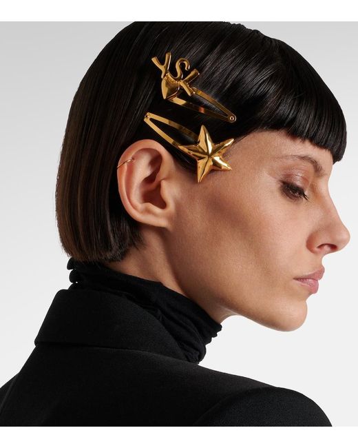 Set Di 2 Fermacapelli Cassandre di Saint Laurent in Metallic