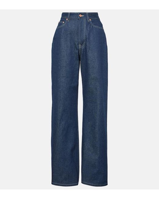 Jean Paul Gaultier Blue High-rise Wide-leg Jeans