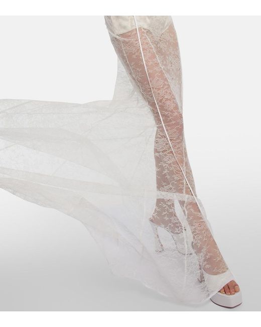 Nensi Dojaka White Bridal Halterneck Lace Gown