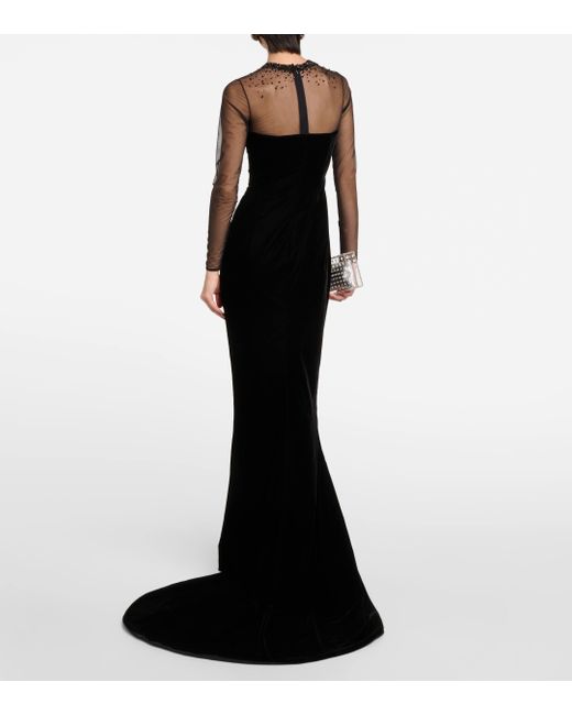 Miss Sohee Black Embellished Velvet Gown