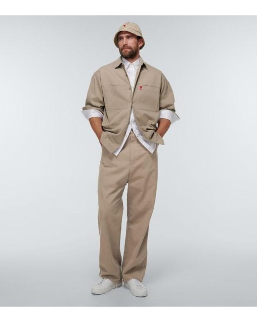 Pantalones Rectos Alex Fit De Algodon AMI de hombre de color Natural