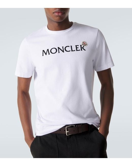 Moncler White Logo Cotton Jersey T-Shirt for men