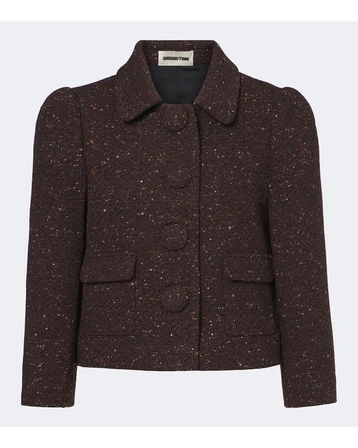 ShuShu/Tong Brown Wool-Blend Cropped Jacket