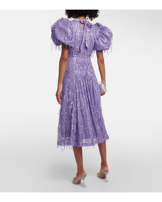 ROTATE BIRGER CHRISTENSEN Purple Noon Sequined Midi Dress
