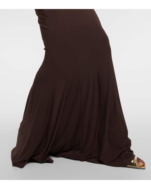 Norma Kamali Brown Turtleneck Jersey Gown