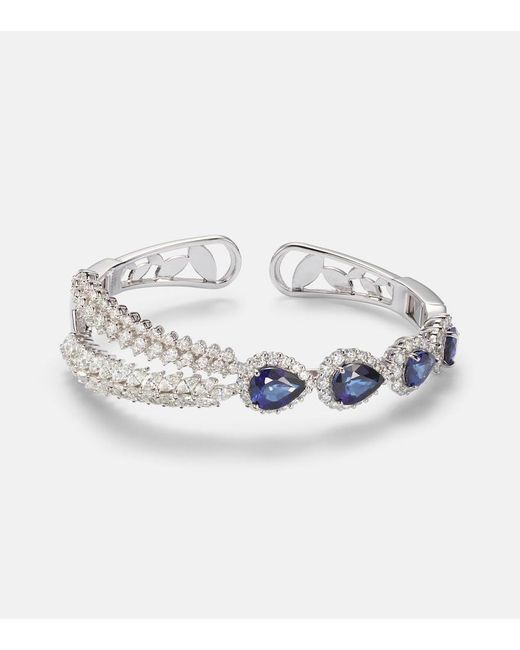 YEPREM Metallic Reign Supreme 18Kt Cuff Bracelet With Diamonds And Sapphires