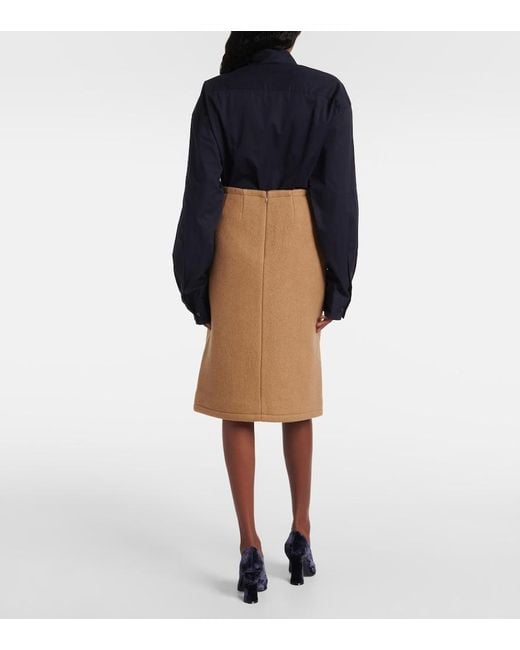 Dries Van Noten Natural Wool Midi Skirt