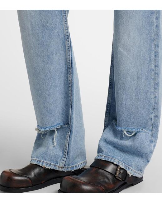 Acne Blue Distressed Straight Jeans