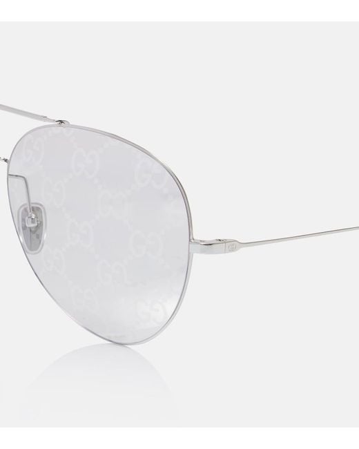 Gucci Gray Ssima Gg Aviator Sunglasses