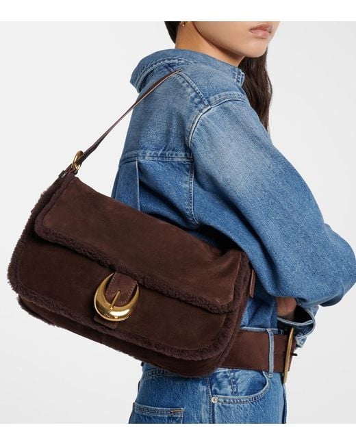Staud Brown Harlow Medium Suede Shoulder Bag