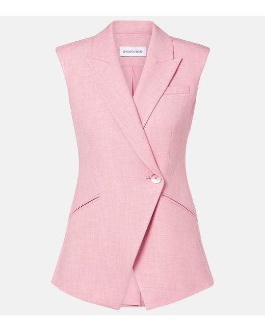 Veronica Beard Pink Double-Breasted Vest