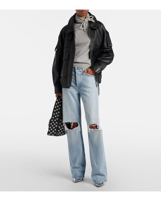 Area Gray Embellished Cotton And Cashmere Turtleneck Sweater