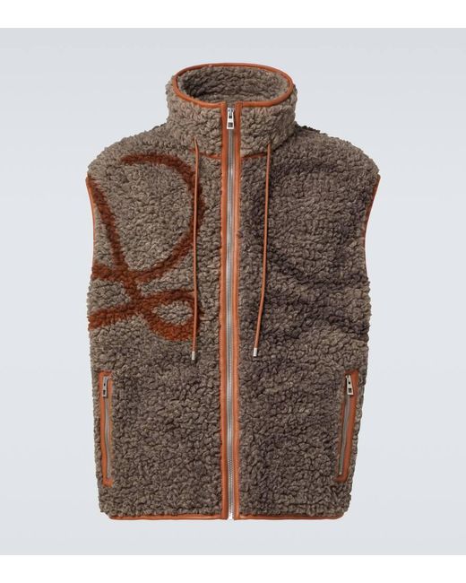 Loewe Gray Fleece Anagram Gilet for men