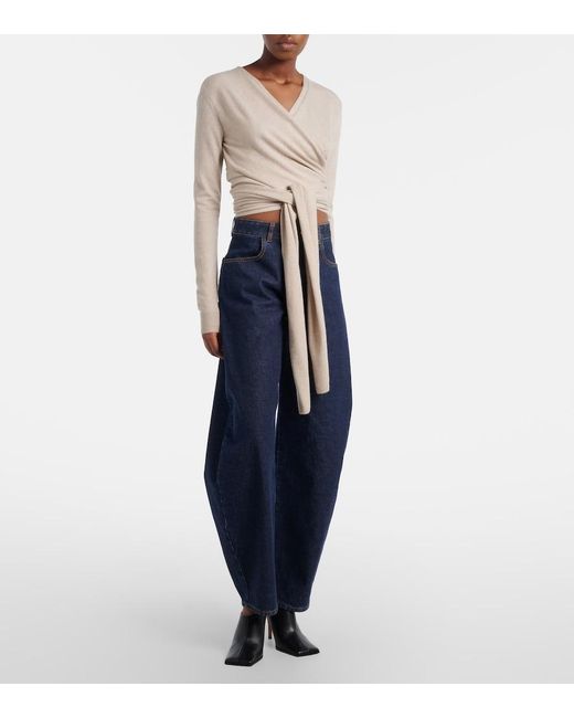 Alaïa Natural Cashmere And Wool-Blend Wrap Top