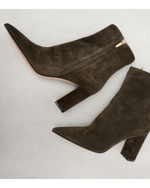 Gianvito Rossi Black Lyell 85 Suede Ankle Boots
