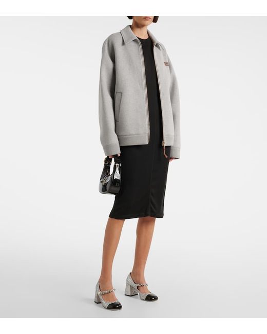 Miu Miu Black Knitted Silk Midi Dress