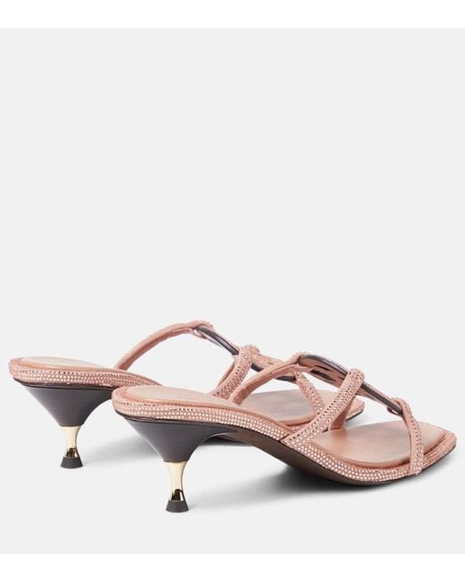 Tory Burch Pink Geo Bombe Miller Suede Sandals