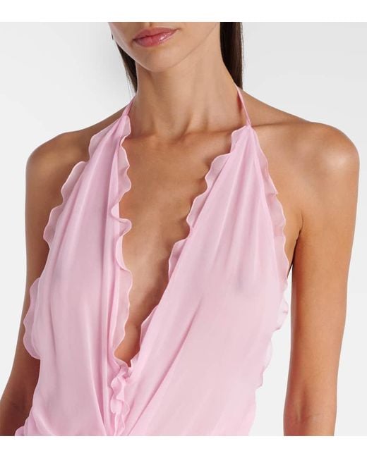 Blumarine Pink Maxikleid Aus Seiden-Georgette