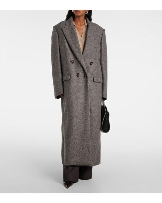 Stella McCartney Gray Double-Breasted Wool And Silk-Blend Coat