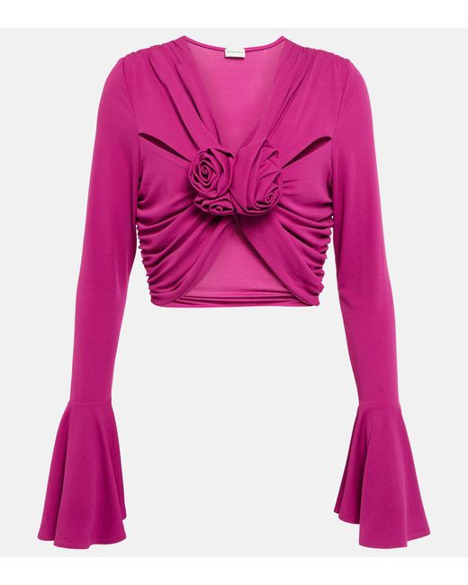 Magda Butrym Applique Ruched Crop Top in Pink Lyst