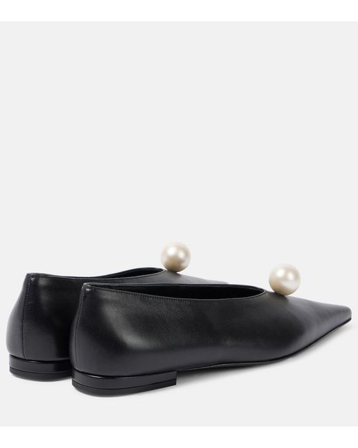 Magda Butrym Black Embellished Leather Ballet Flats