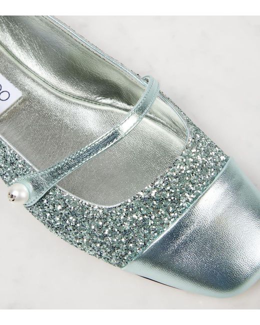 Jimmy Choo Gray Ballerinas Elisa Mit Glitter Und Leder