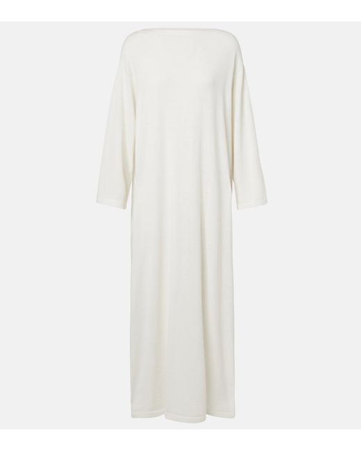 The Row White Odet Cotton And Silk Jersey Maxi Dress