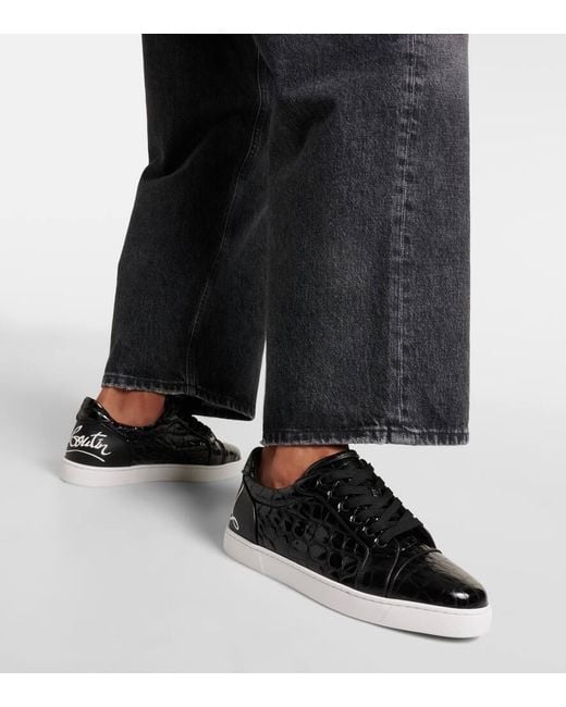 Christian Louboutin Black Fun Vieira Leather Low-Top Trainers