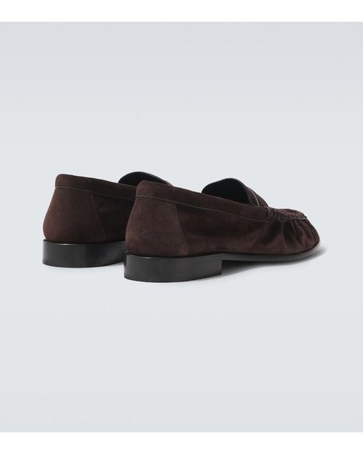 Saint Laurent Black Le Loafer Suede Penny Loafers for men