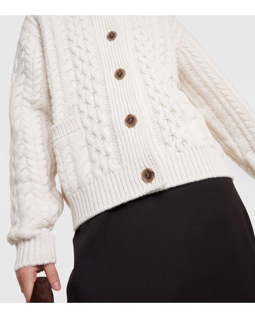 Lisa Yang White Harriett Cable-knit Cashmere Cardigan