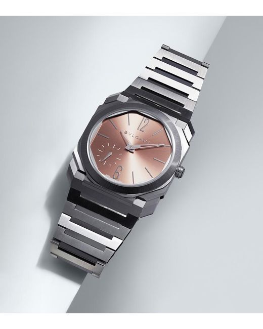 BVLGARI Gray Octo Finissimo Stainless Steel Watch for men