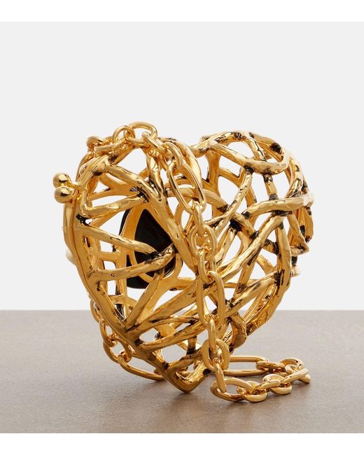 Saint Laurent Metallic Heart Embellished Clutch