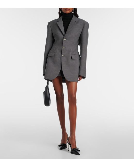 Wardrobe NYC Black Peplum Virgin Wool Blazer