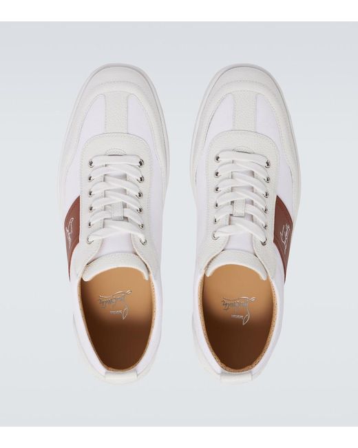 Christian Louboutin White Retero Leather-Trimmed Canvas Sneakers for men