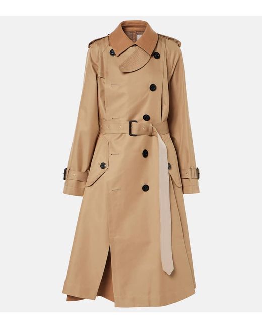 Sacai Natural Cotton-Blend Gabardine Trench Coat