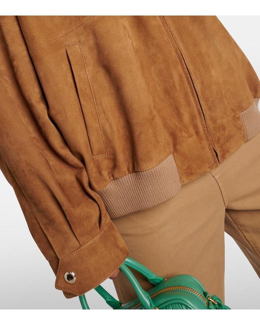 Veste En Daim A Logo Miu Miu en coloris Brown
