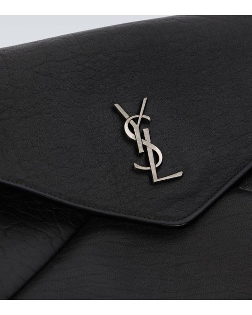 Saint Laurent Black Cassandre Large Envelope Leather Pouch for men