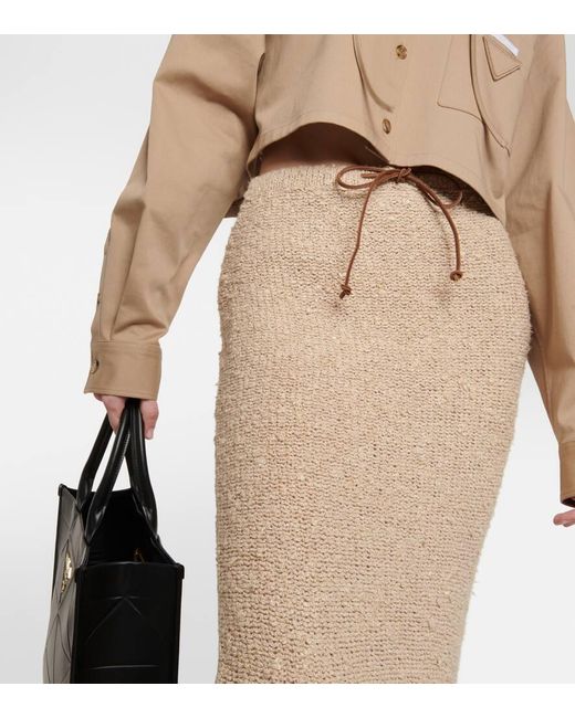 Prada Natural Drawstring Bouclé Maxi Skirt