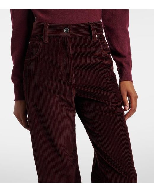 Brunello Cucinelli Purple Monili Corduroy Straight Pants