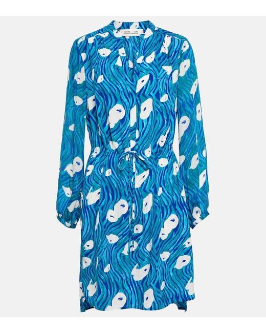 Diane von Furstenberg Blue Bedrucktes Minikleid