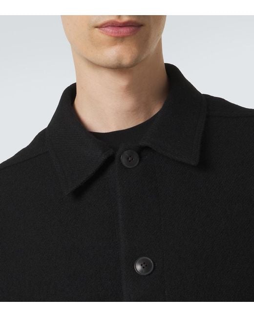 Rick Owens Black Brad Virgin Wool Coat for men