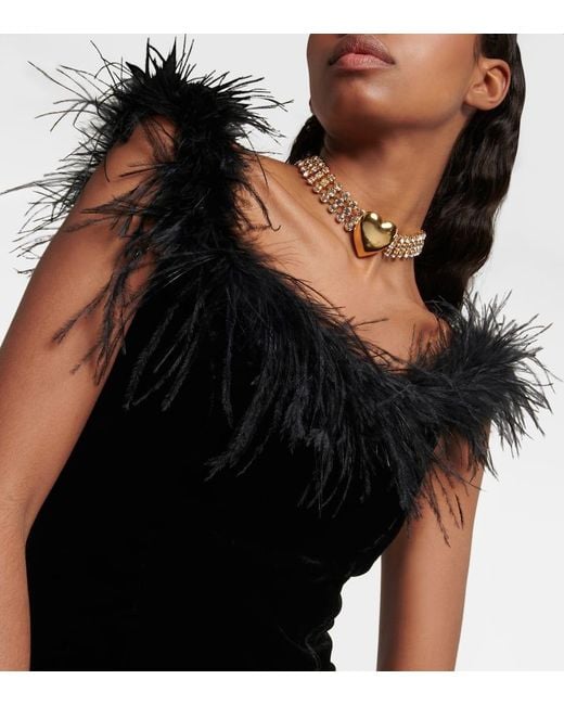 Rixo Black Minikleid Lena Aus Samt Mit Federn