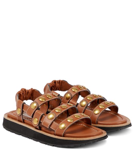 Zimmermann Brown Embellished Leather Sandals