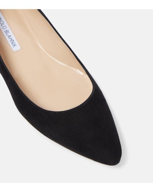 Manolo Blahnik Blue Bb Suede Ballet Flats