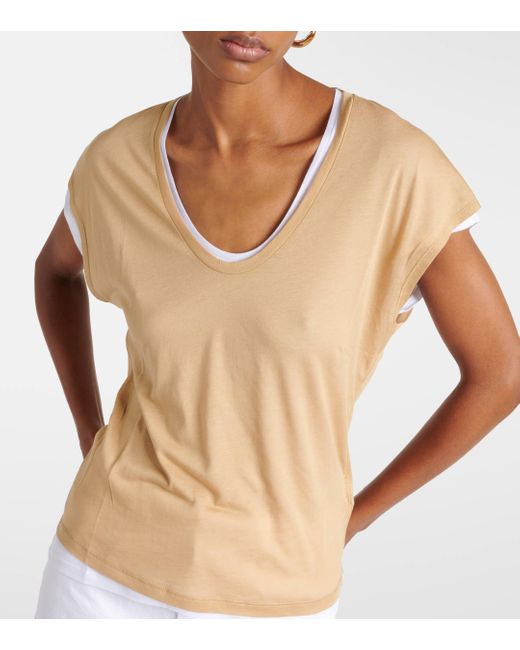 Dorothee Schumacher Natural Layered Cotton-blend Jersey T-shirt