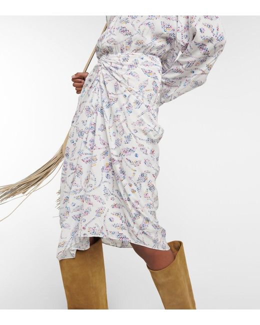Isabel Marant White Danalia Printed Jersey Midi Dress
