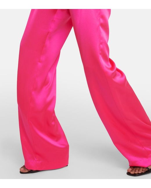 The Sei Pink High-Rise Wide-Leg Silk Pants