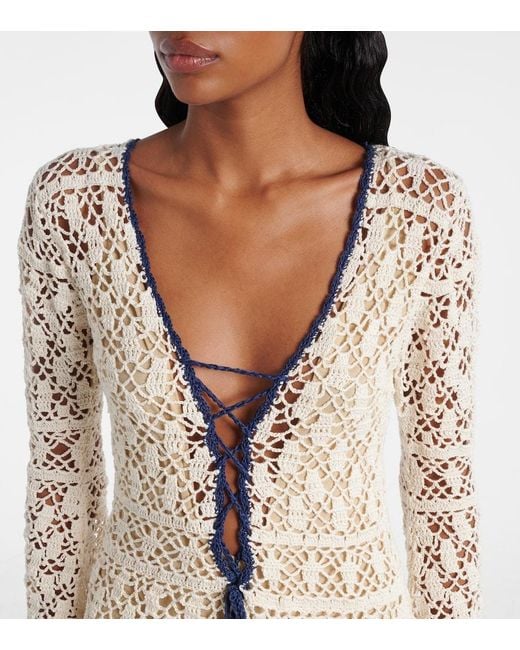 Anna Kosturova Natural Bianca Crochet Cotton Minidress
