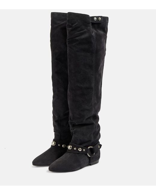 Isabel Marant Black Selize Suede Over-The-Knee Boots