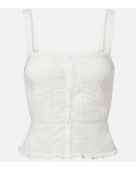 Poupette White Cropped-Top Top Berry Aus Baumwolle